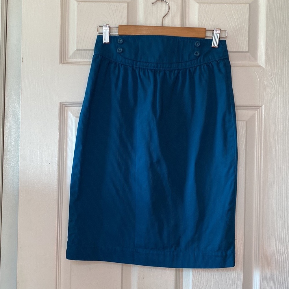 Tulle Anthropologie Teal Cobalt Blue High Waisted Pencil Skirt
